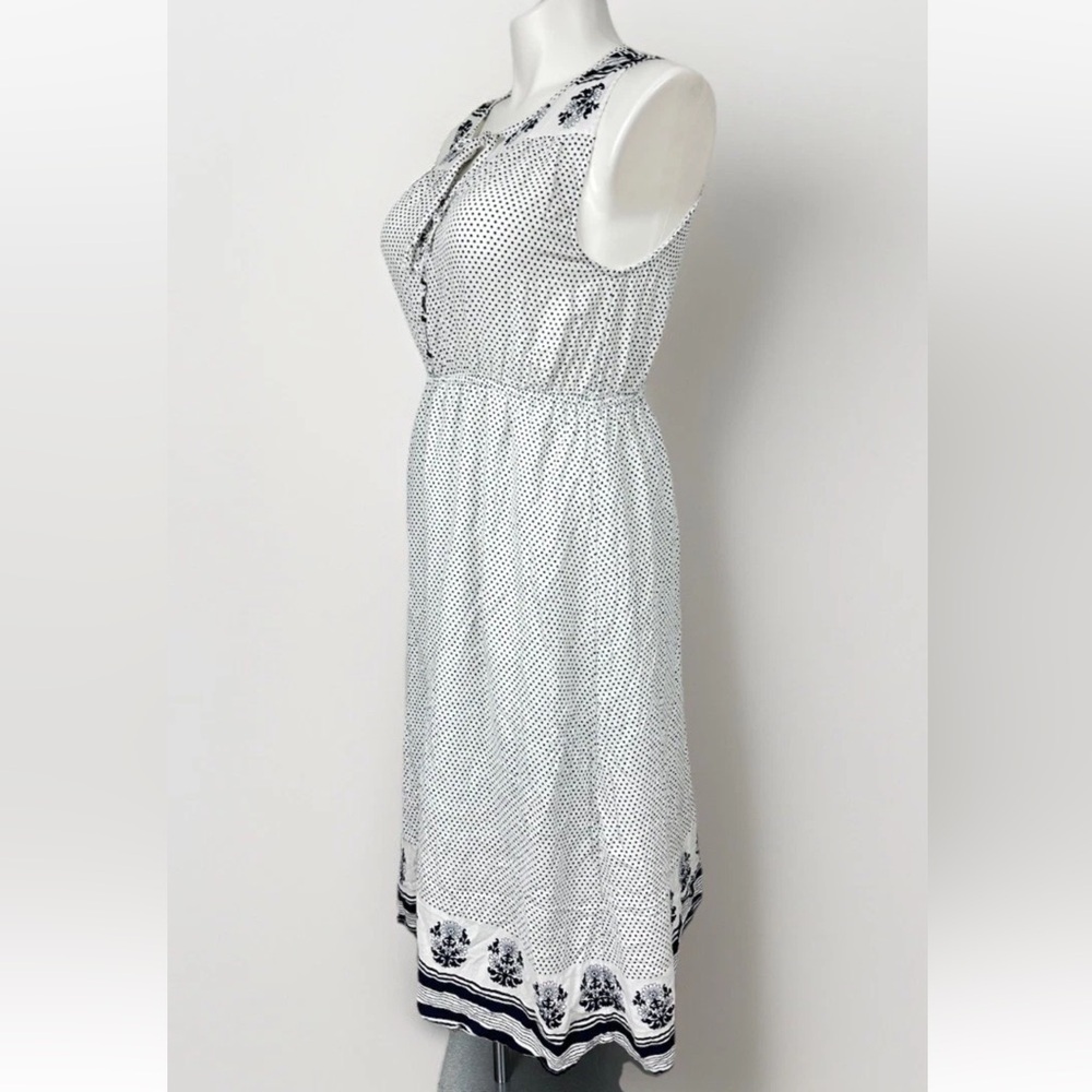 Lucky Brand Women’s Polka Dots Peasant Dress size Large L White Navy - Picture 6 of 14